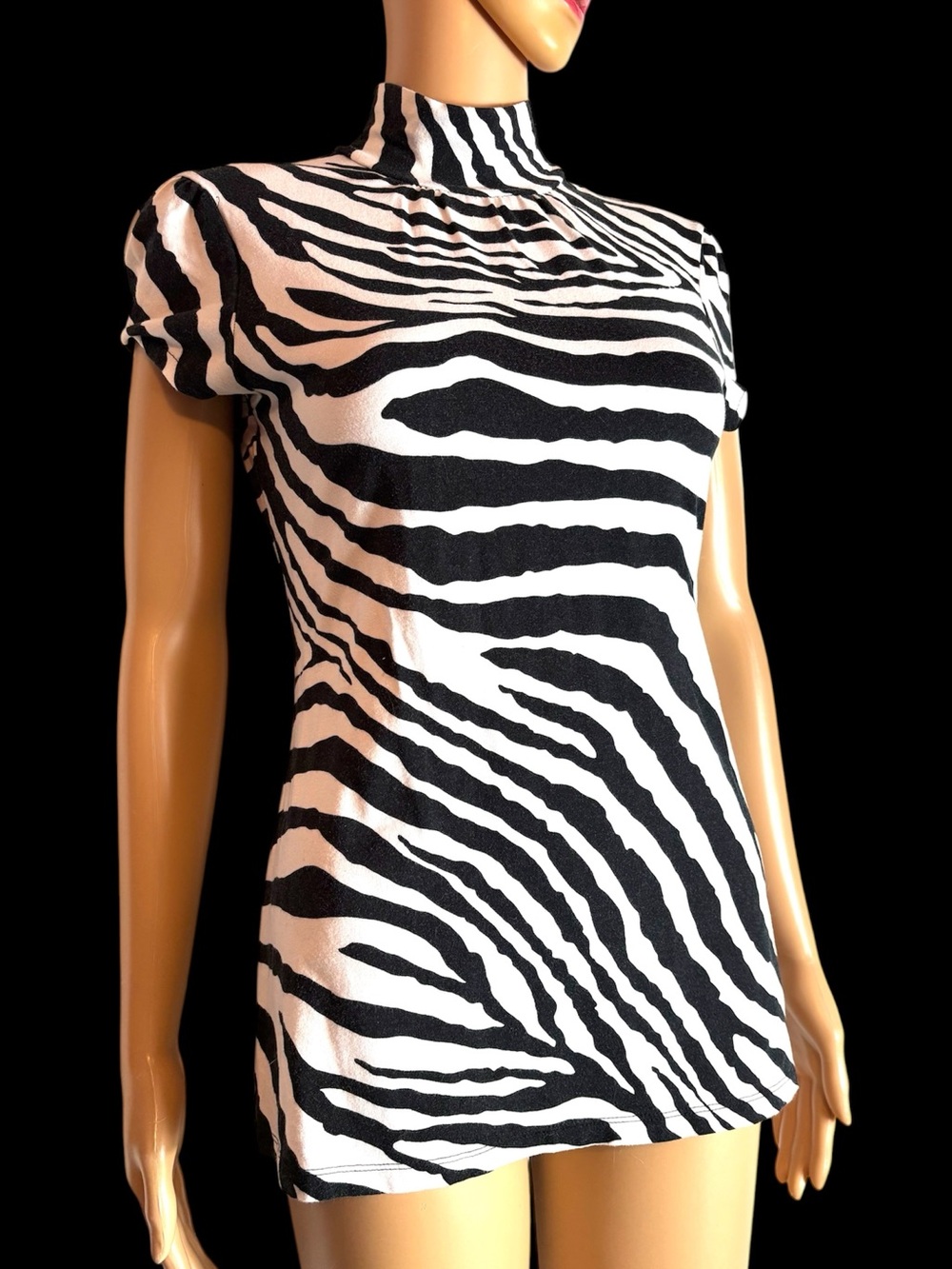 Express Black & White Zebra Mock Neck Women's Top size medium